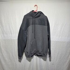 JMIERR Mens Waffle Knit Hoodie Grey Color Block Quilted Sweatshirt 3XL